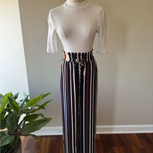 Striped High-Waist Pants